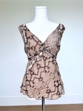 Y2K AB Studio Beige and Brown Snake-Print Top
